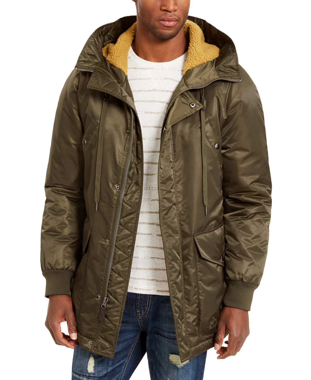 American Rag Men's Newton Hooded Parka Jacket Olive Size Small