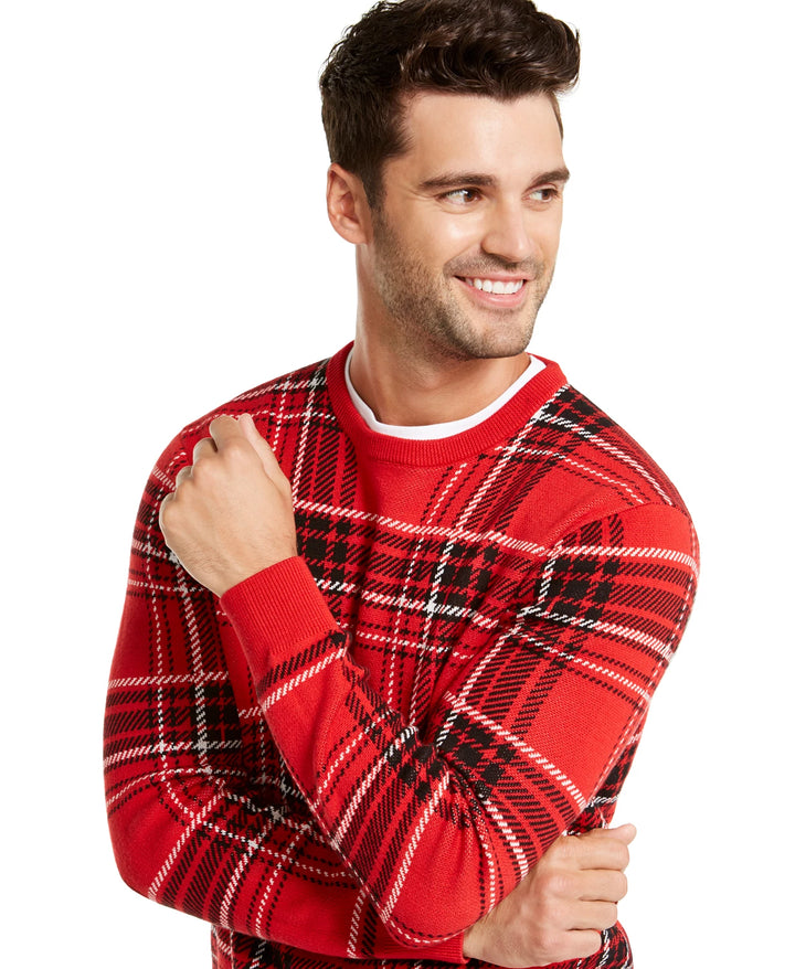Charter Club Men's Plaid Family Sweater Red - Size Small