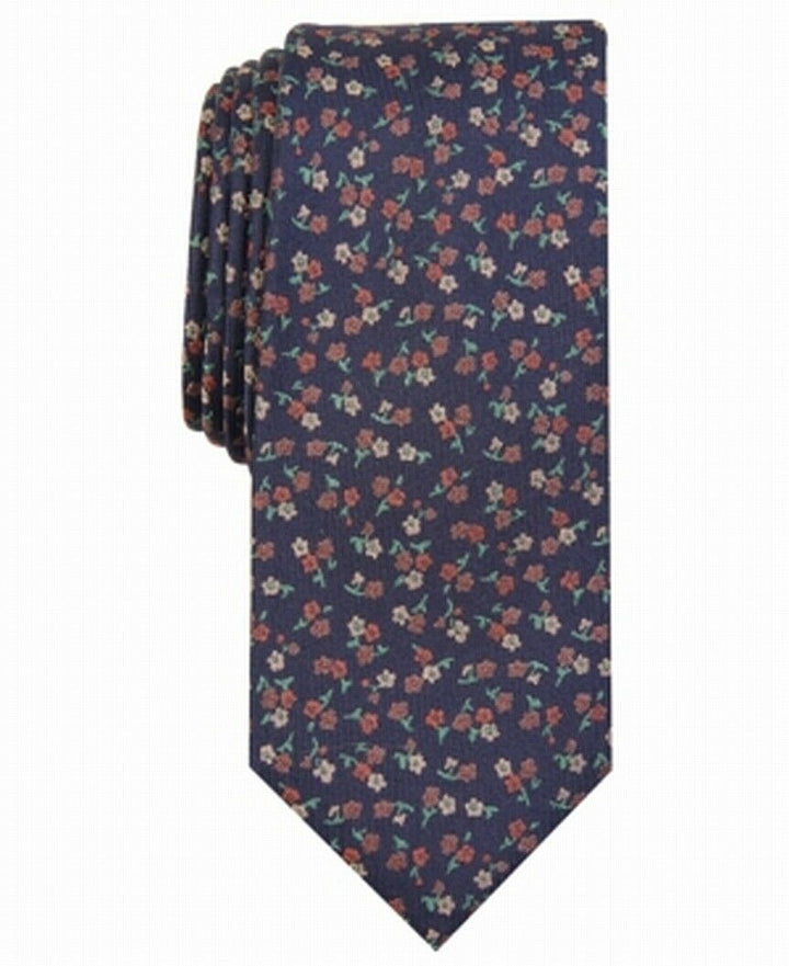 Bar III  Men's Penrose Skinny Floral Tie  Blue Size Regular