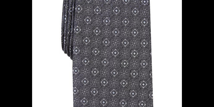 Tasso Elba Men's Classic Neat Silk Tie Black Size Regular