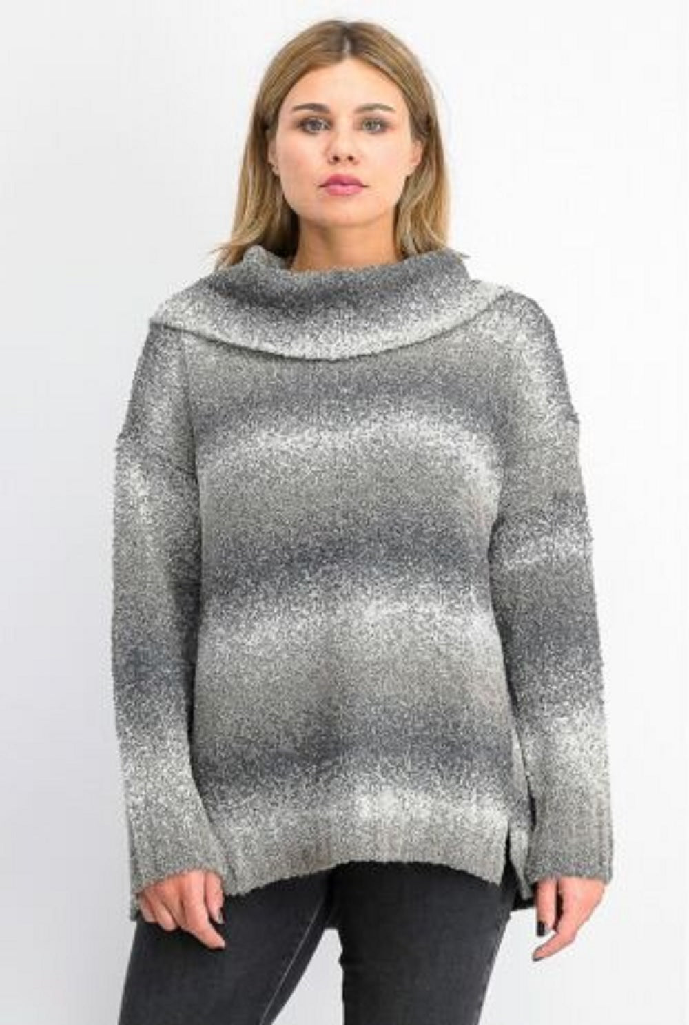 Style & Co Women's Ombre Boucle Sweater Black Size Medium