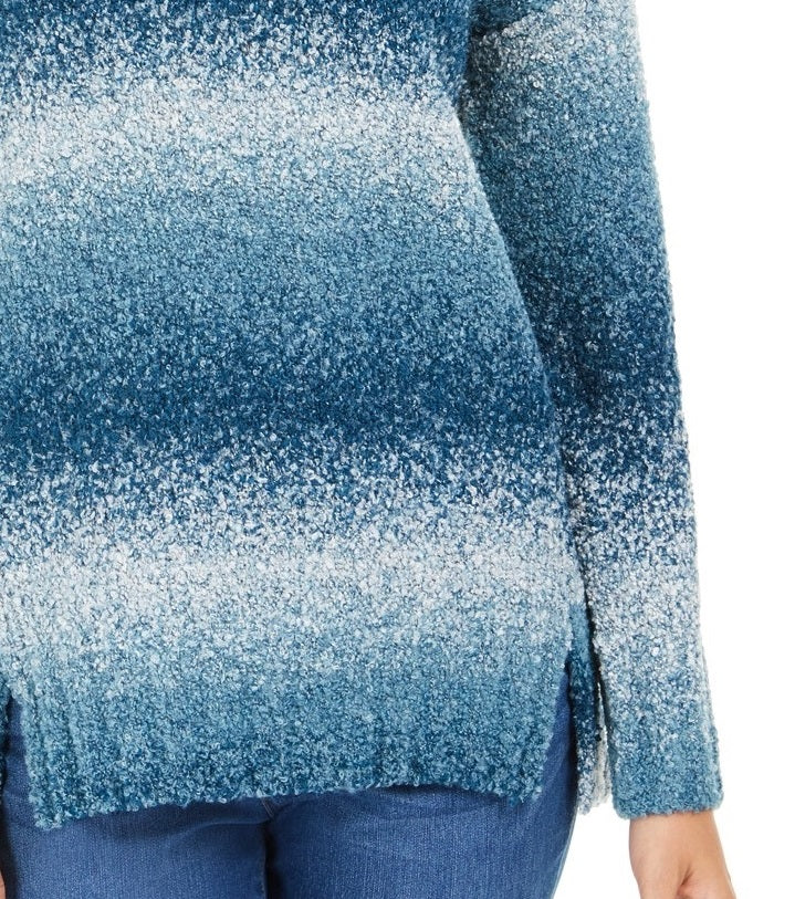 Style & Co Women's Ombre Boucle Sweater  Blue Size Small
