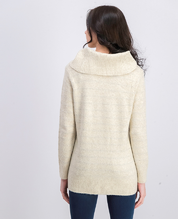 Style & Co Women's Lurex Cowl-Neck Sweater Light Beige