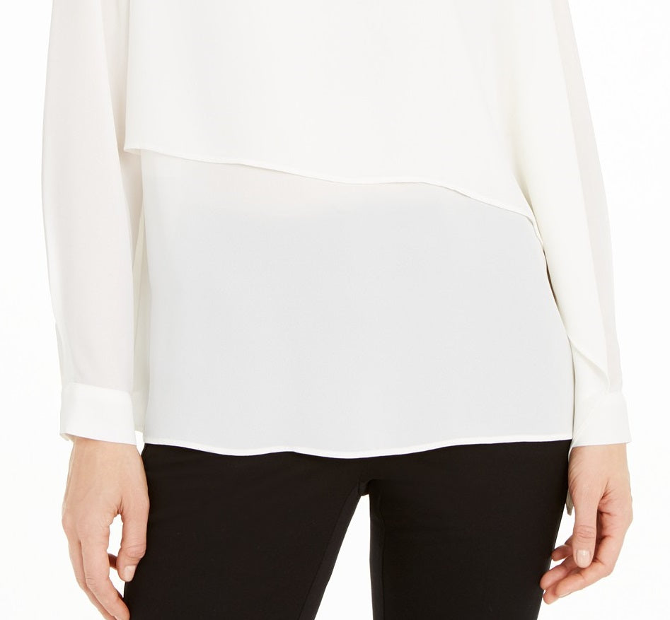 Alfani Women's Asymmetrical-Overlay Blouse White Size Extra Large