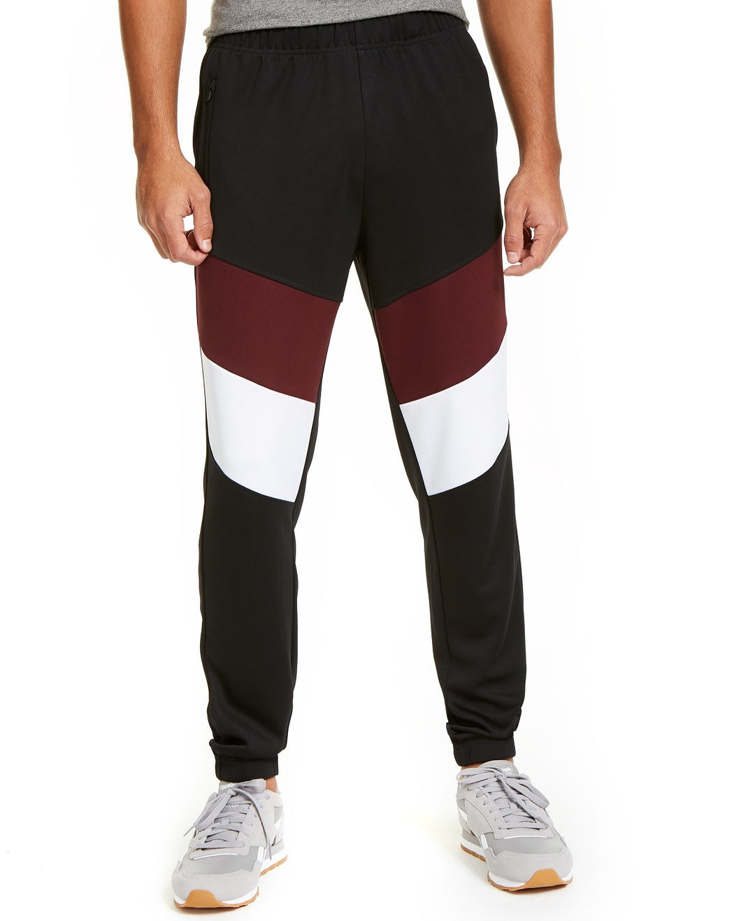 Ideology Men's Colorblocked Track Pants Wine Black