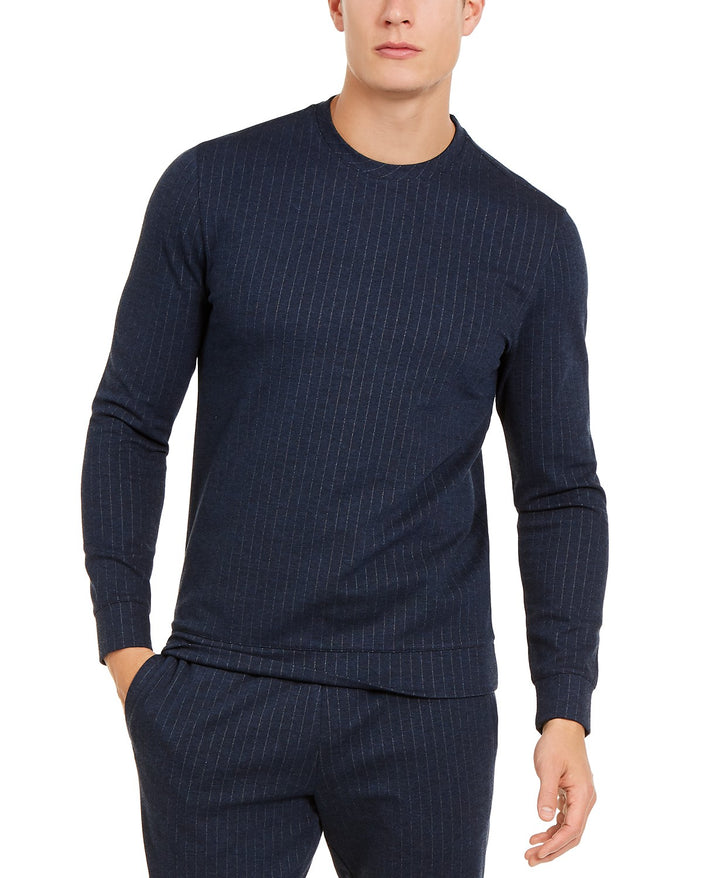 Alfani Men's Classic-Fit Stretch Stripe Knit Sweatshirt Navy