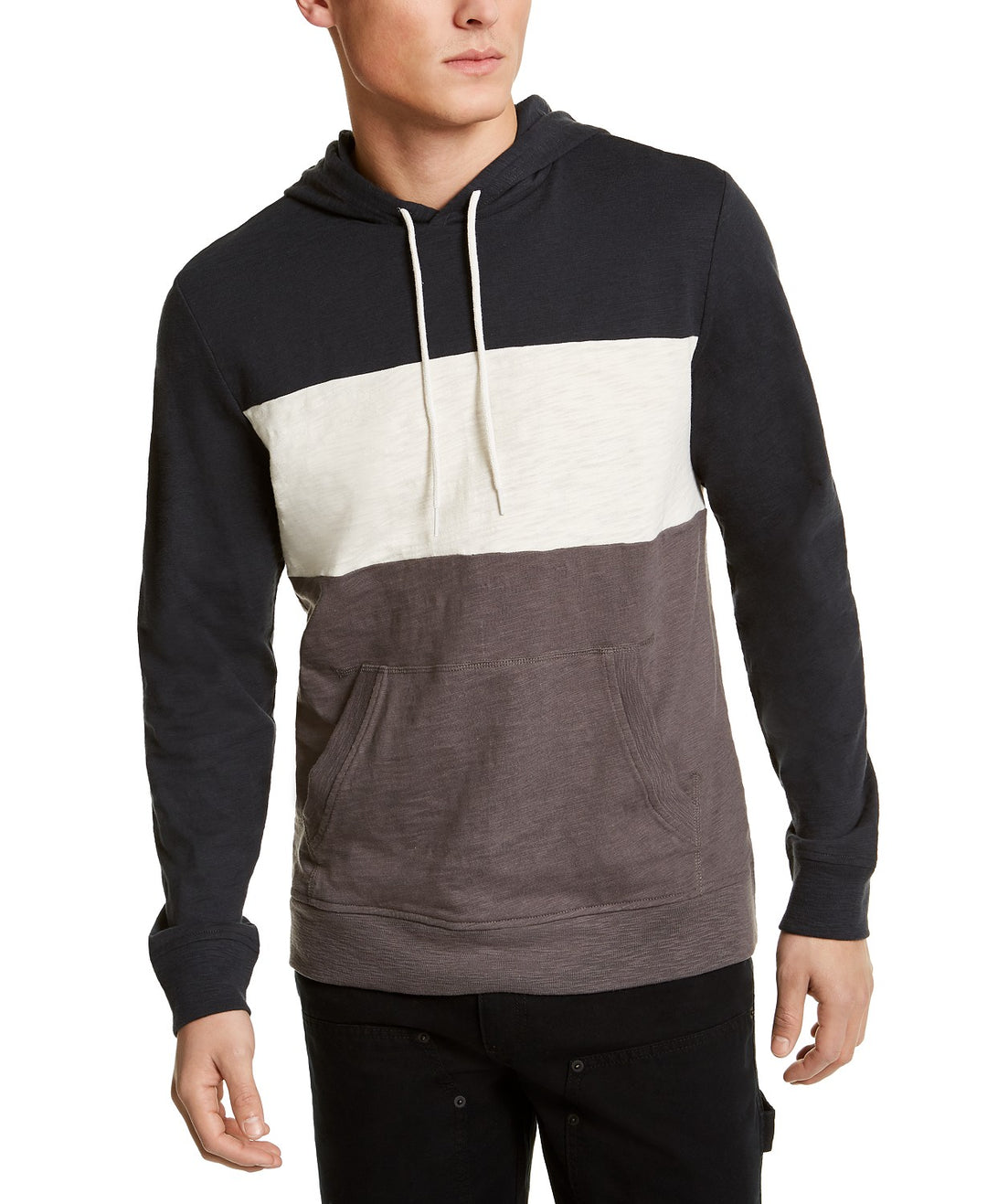 Sun + Stone Men's Colorblocked Hoodie Black