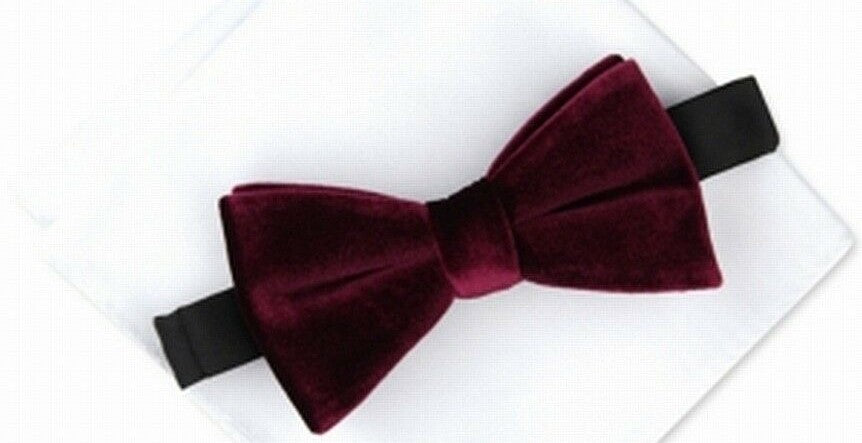 Alfani Men's Pre-Tied Velvet Bow Tie & Pocket Square Set Red Size Regular