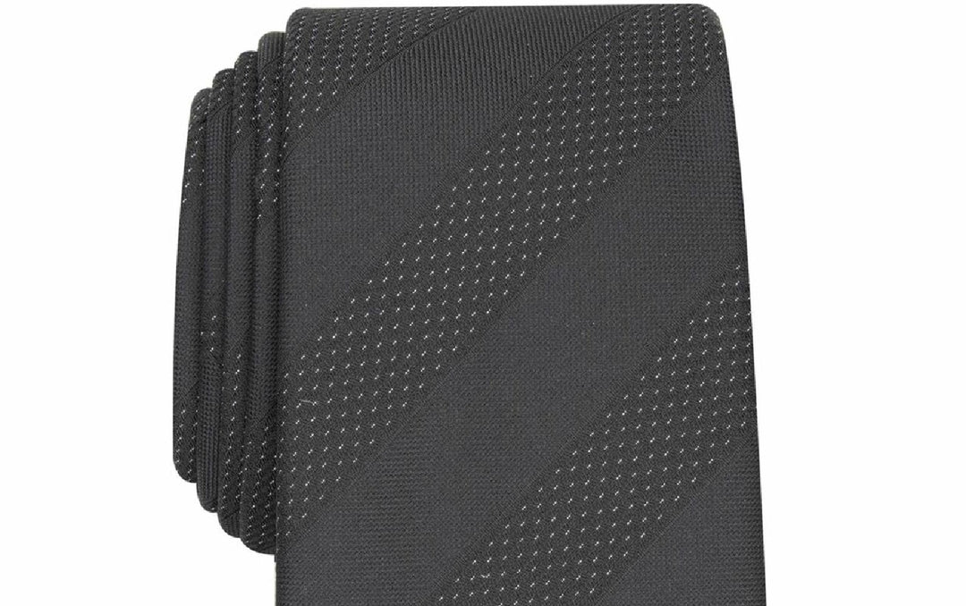 Alfani Men's Slim Stripe Tie Black Size Regular