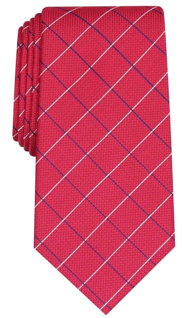 Club Room Men's Classic Grid Tie Red Size Regular