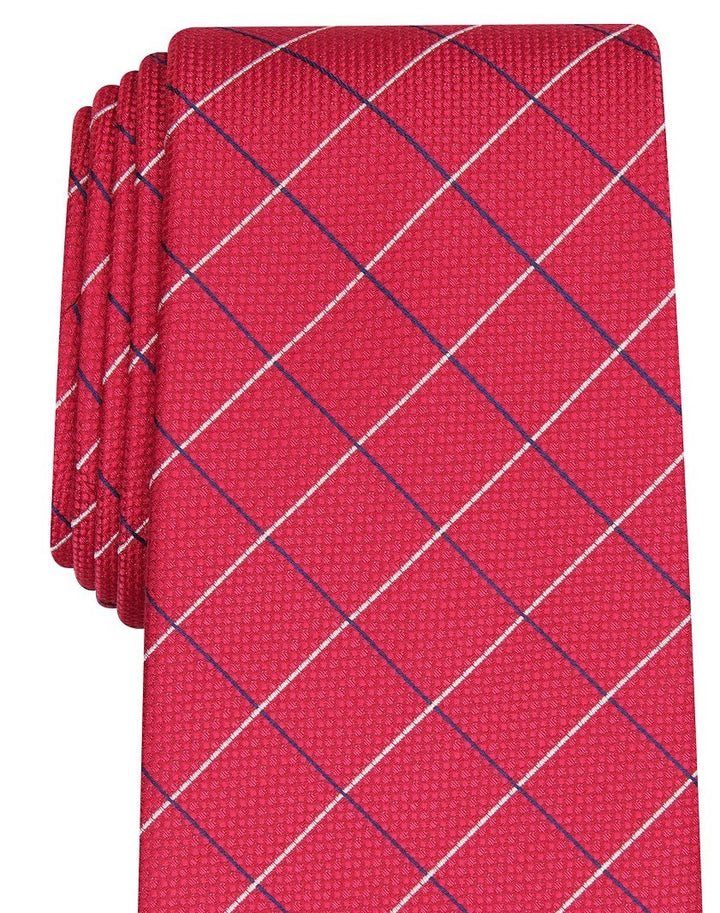 Club Room Men's Classic Grid Tie Red Size Regular