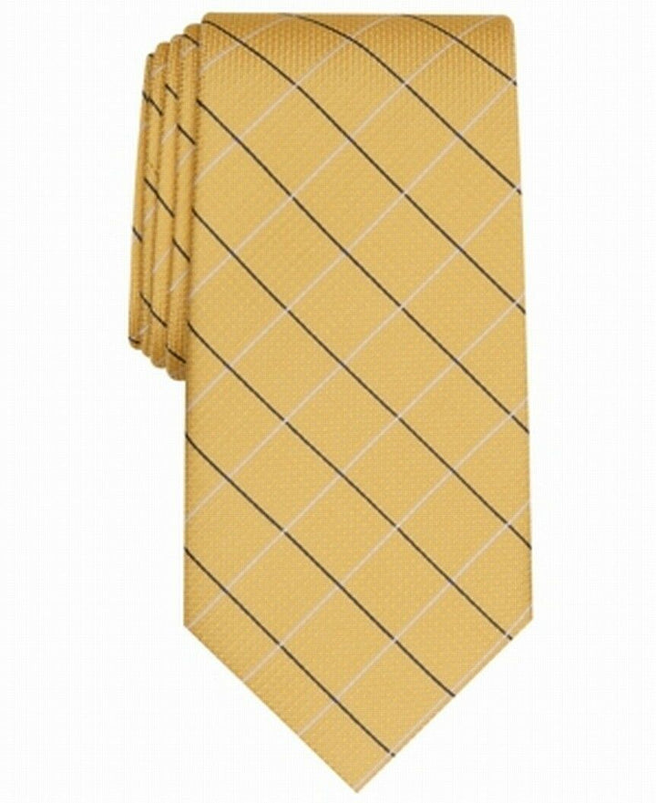 Club Room Men's Classic Grid Tie Yellow Size Regular