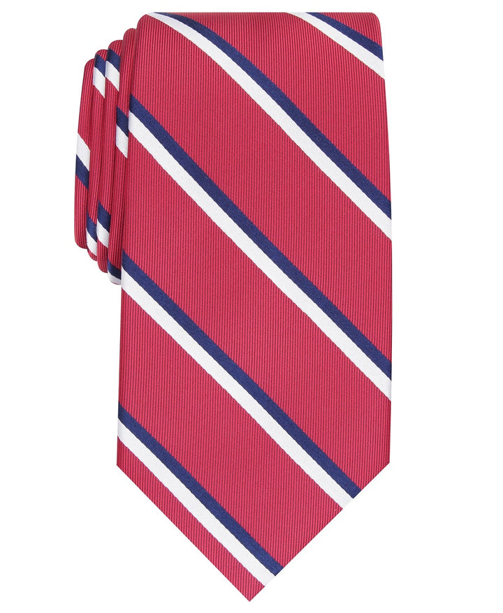 Club Room Men's Classic Stripe Tie Red Size Regular