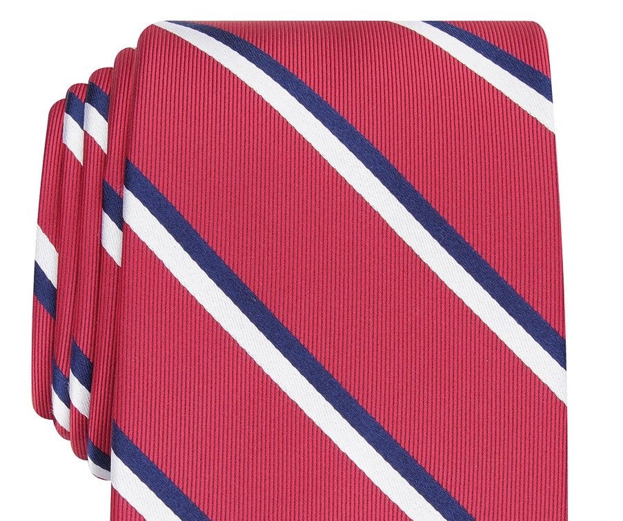 Club Room Men's Classic Stripe Tie Red Size Regular