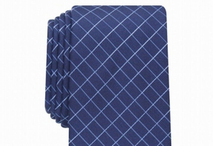 Alfani Men's Slim Grid Tie Navy Size Regular