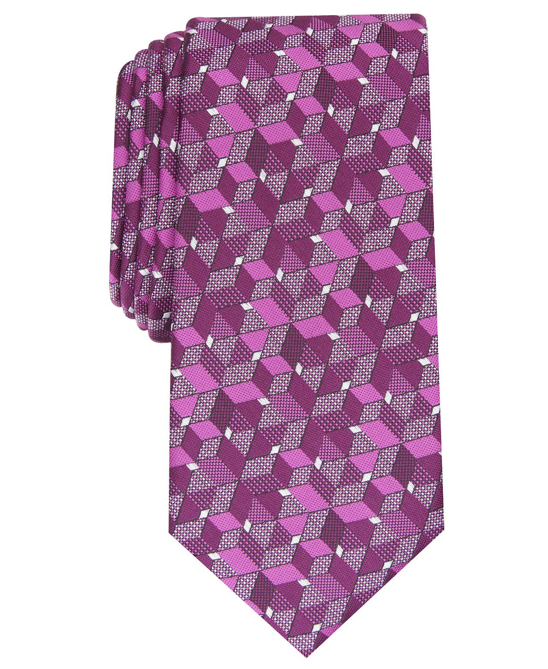 Alfani Men's Slim Geo Tie Pink One Size