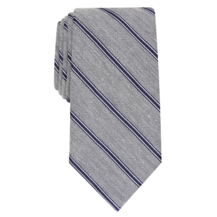 Club Room Men's Battalion Silk Blend Striped Neck Tie Gray Size Regular