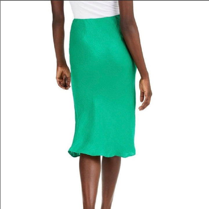 INC International Concepts Women's Plus Size Bias-Cut Midi Skirt Green Size 3X