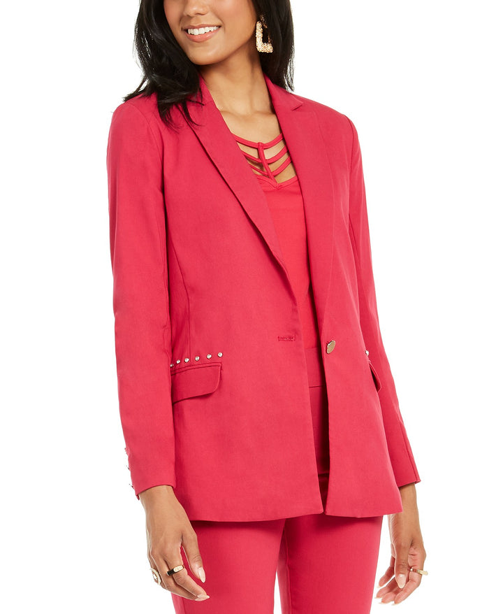 Thalia Sodi Women's Studded-Pocket Blazer Pink Size Small