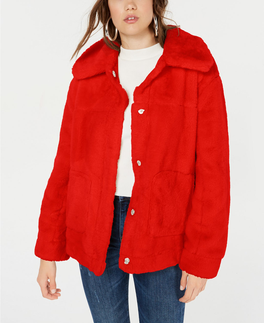 Jou Jou Juniors' Faux-Faux Jacket Red Size X-Small