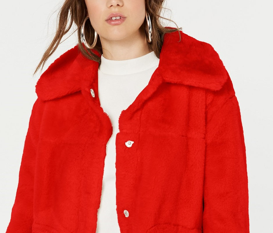 Jou Jou Juniors' Faux-Faux Jacket Red Size X-Small