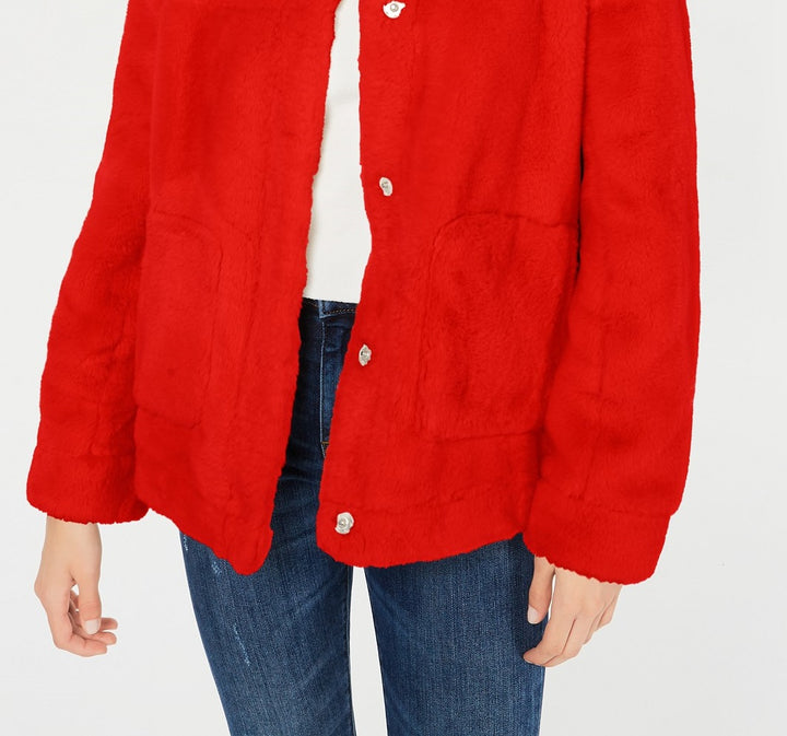 Jou Jou Juniors' Faux-Faux Jacket Red Size X-Small