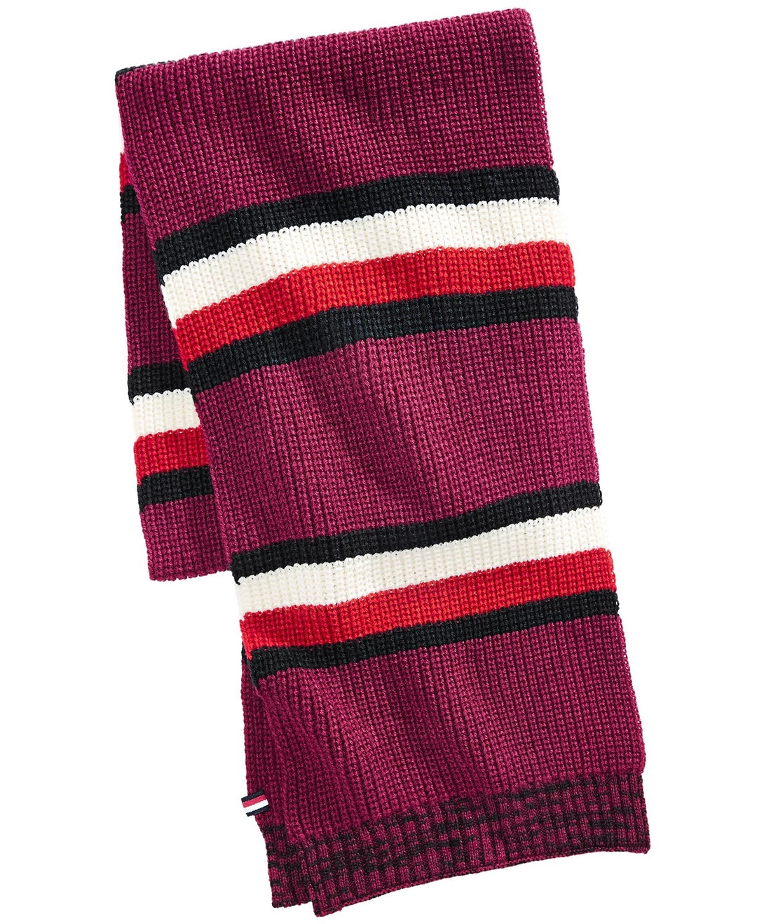 Tommy Hilfiger Men's Back Bay Cardigan Knit Striped Marled Scarf Red Size Regular