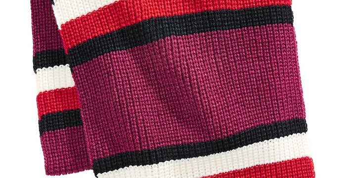 Tommy Hilfiger Men's Back Bay Cardigan Knit Striped Marled Scarf Red Size Regular
