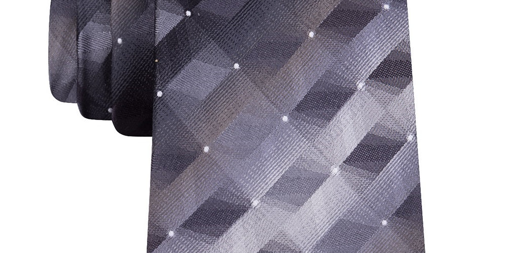 Van Heusen Men's 3-D Geometric Tonal Silk Tie Black Size Regular