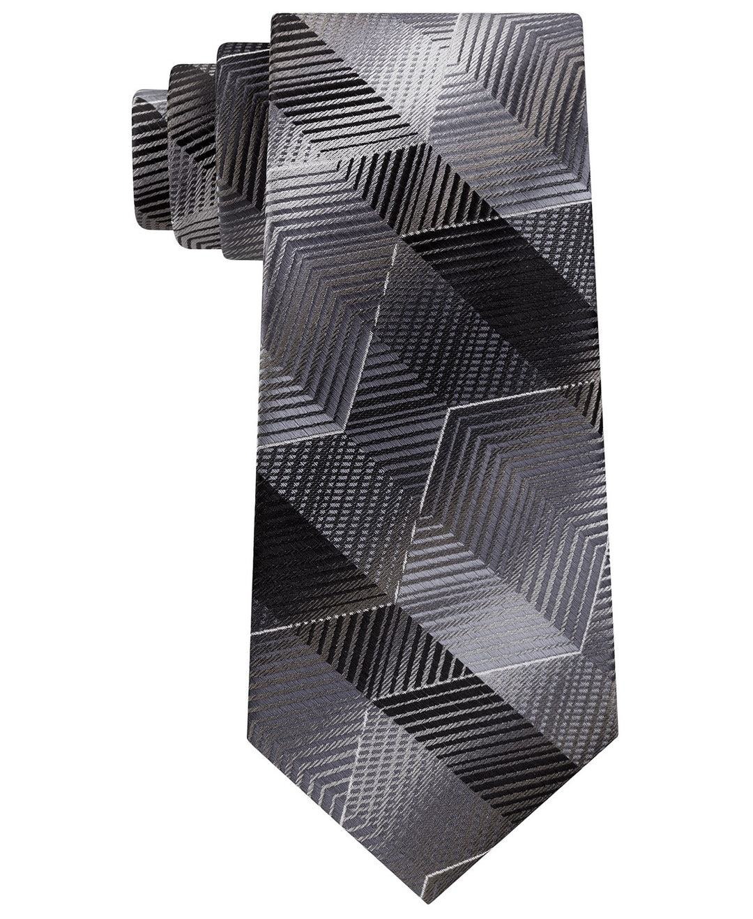 Van Heusen Men's Marine Classic Zig-Zag Stripe Tie Black Size Regular