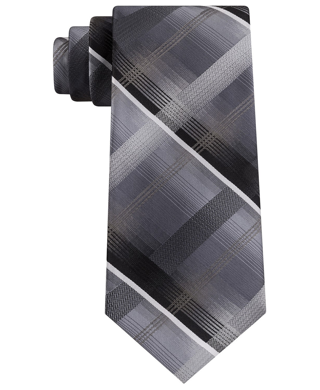 Van Heusen Men's Dean Classic Plaid Tie Black Size Regular