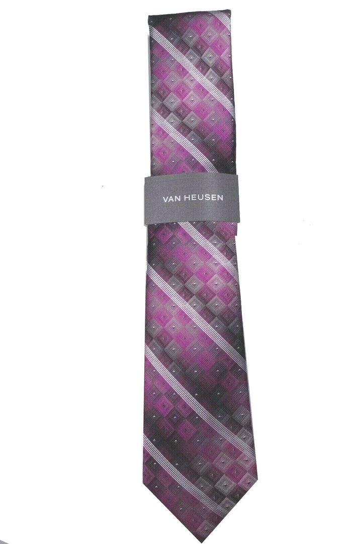 Van Heusen Men's Aaron Stripe Geometric Tie Red Size Regular