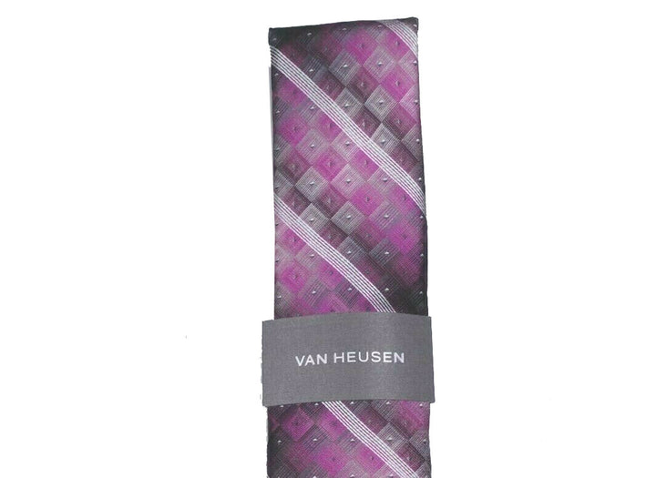 Van Heusen Men's Aaron Stripe Geometric Tie Red Size Regular