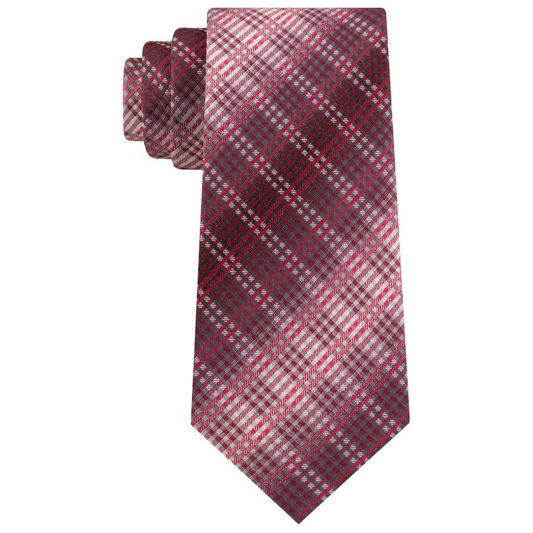 Van Heusen Men's Garcia Classic Ombre Plaid Tie Red Size Regular