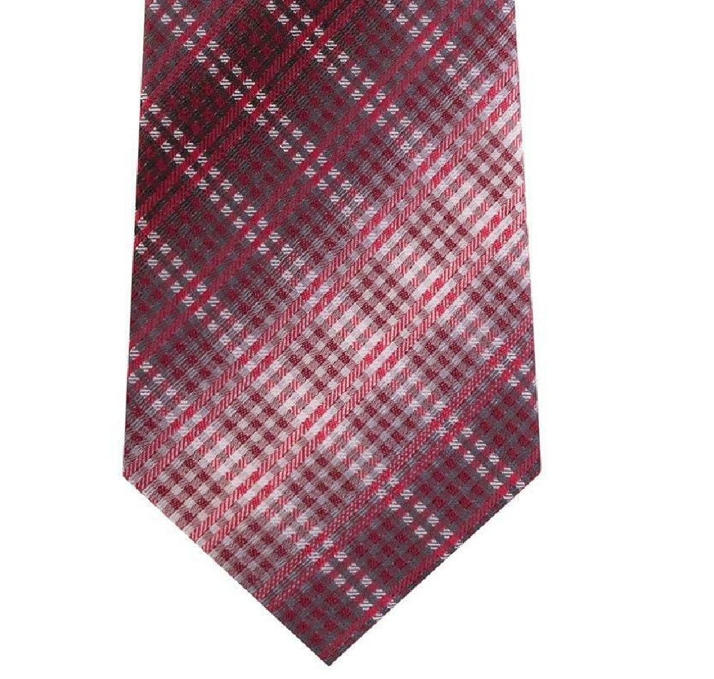 Van Heusen Men's Garcia Classic Ombre Plaid Tie Red Size Regular