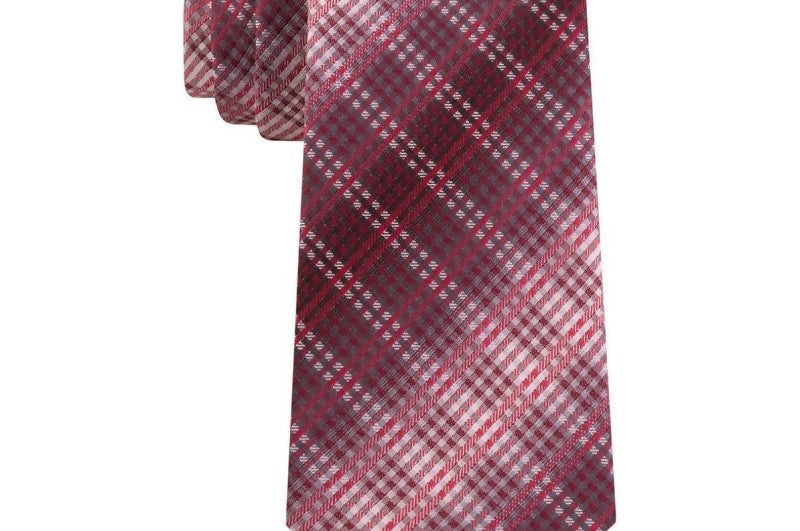 Van Heusen Men's Garcia Classic Ombre Plaid Tie Red Size Regular