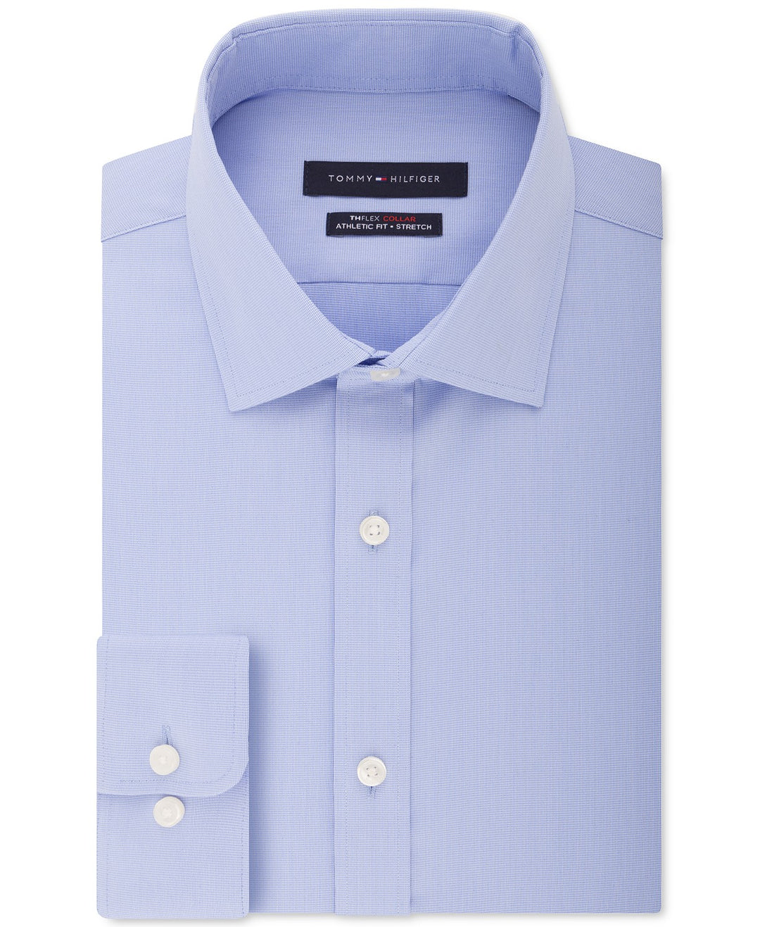 Tommy Hilfiger Men's Athletic-Fit Flex Collar Dress Shirt Blue Size 16.5x36-37