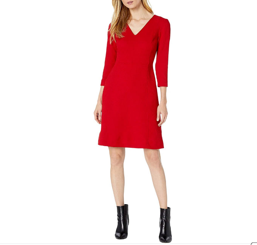 Ralph Lauren Women's Dobby Fit-And-Flare Dress Red Size 4