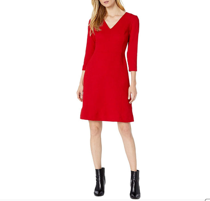 Ralph Lauren Women's Dobby Fit-And-Flare Dress Red Size 4