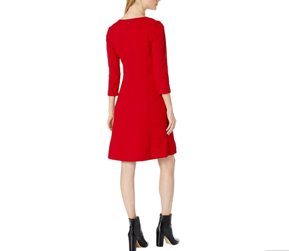 Ralph Lauren Women's Dobby Fit-And-Flare Dress Red Size 4