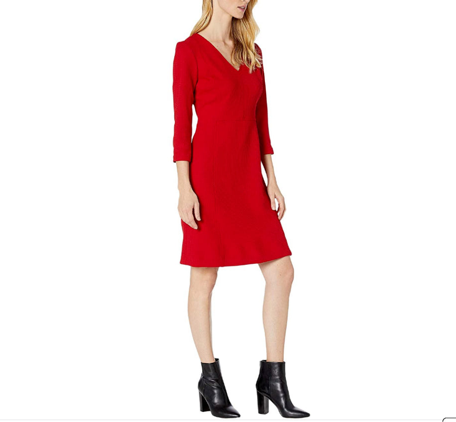 Ralph Lauren Women's Dobby Fit-And-Flare Dress Red Size 4