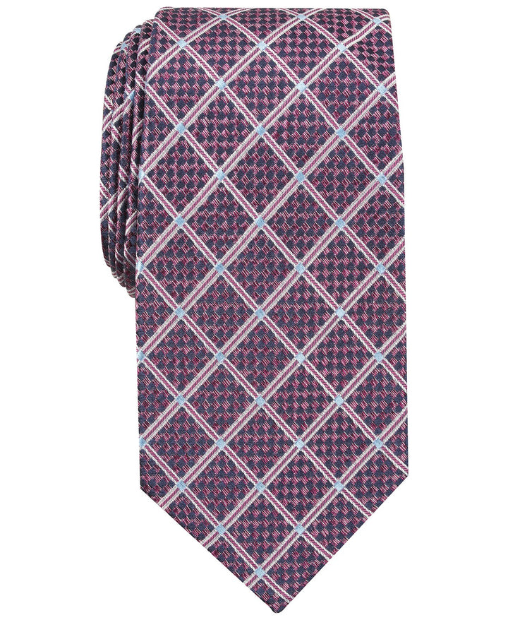 Perry Ellis Men's Edale Grid Silk Tie Red Size Regular