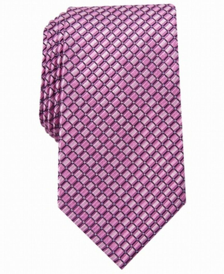 Perry Ellis Men's Nascarella Grid Tie Pink Size Regular