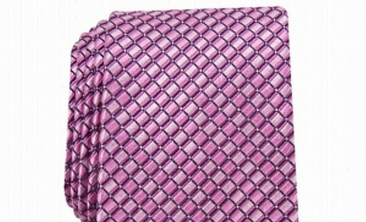 Perry Ellis Men's Nascarella Grid Tie Pink Size Regular