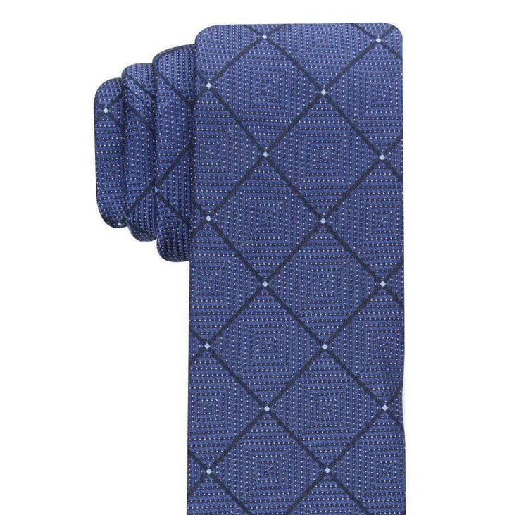 Perry Ellis Men's Burr Classic Geo Grid Tie Navy Size Regular