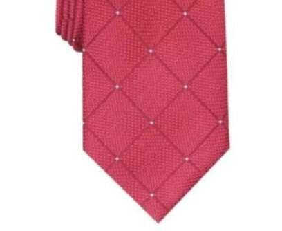 Perry Ellis Men's Burr Classic Geo Grid Tie Wine Size Regular