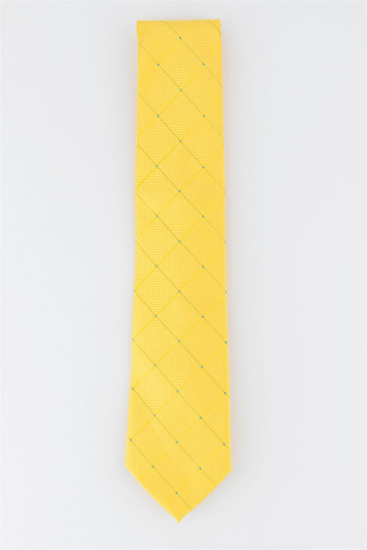 Perry Ellis Men's Burr Classic Geo Grid Tie Yellow Size Regular