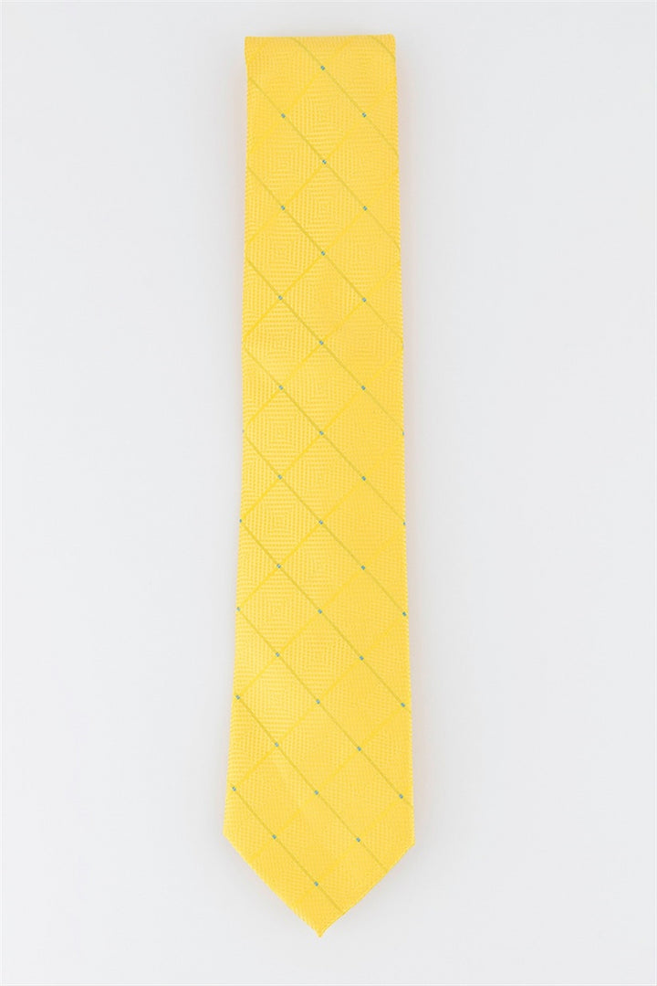 Perry Ellis Burr Classic Geo Grid Tie - Corbata para hombre, color amarillo, talla regular