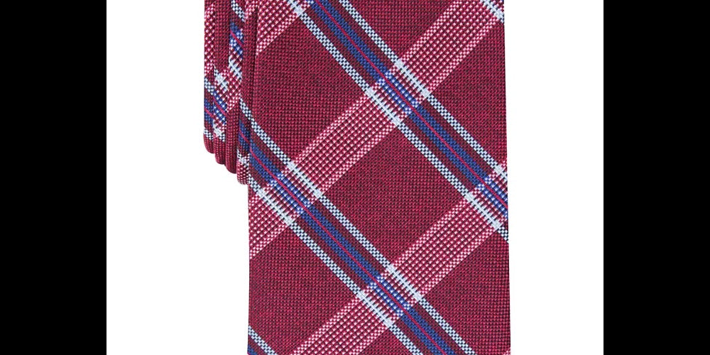 Perry Ellis Men's Dover Plaid Tie Red Size Regular