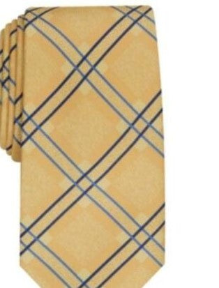 Perry Ellis Men's Denner Classic Plaid Tie Gold Size Regular